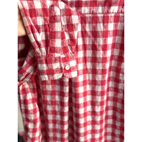 VTG Neiman Marcus Cotton Red Wht Check Western Inspired Button Dwn LS Shirt SZ S - Picture 3 of 6